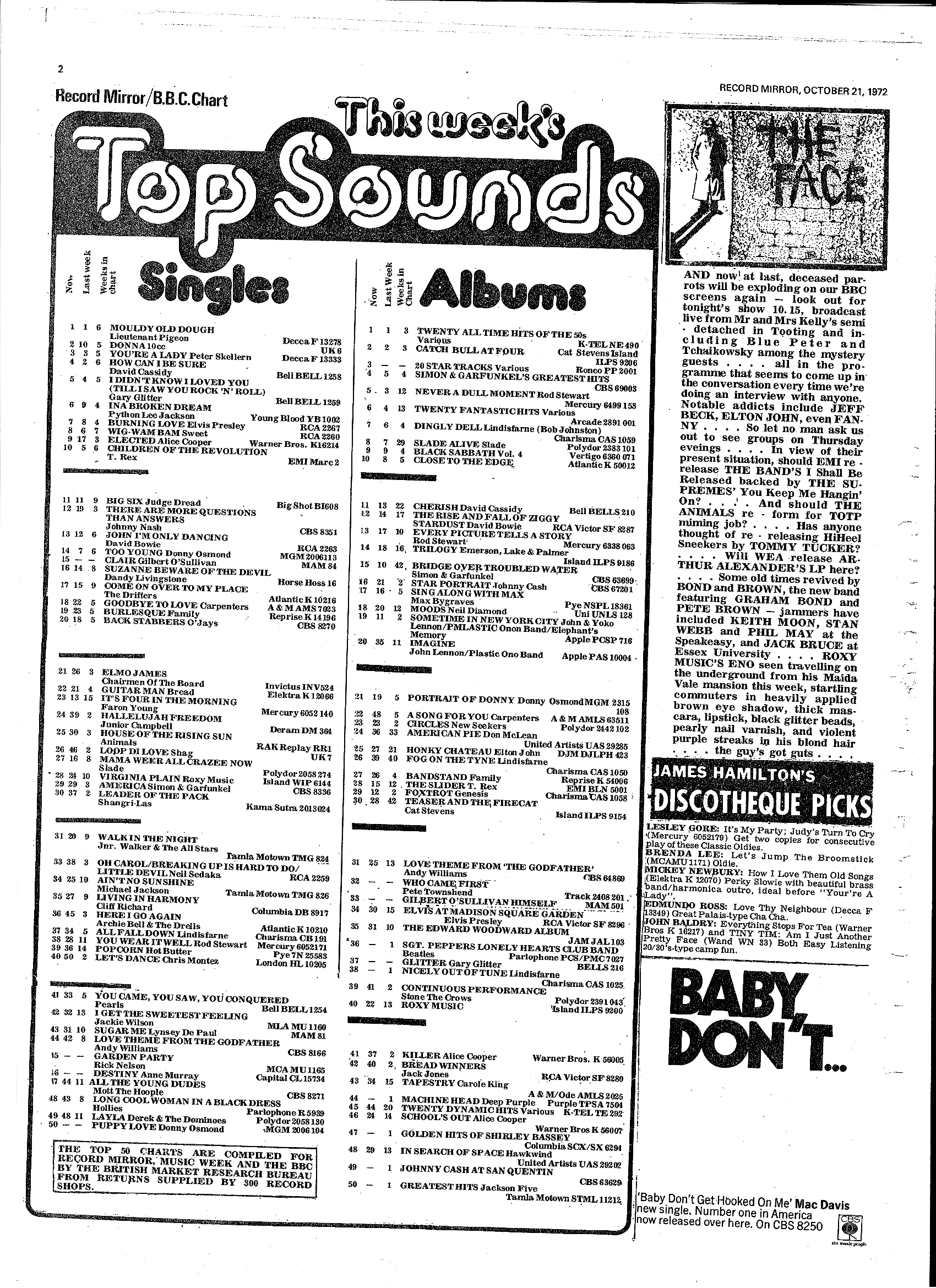 1972 Music Charts Uk